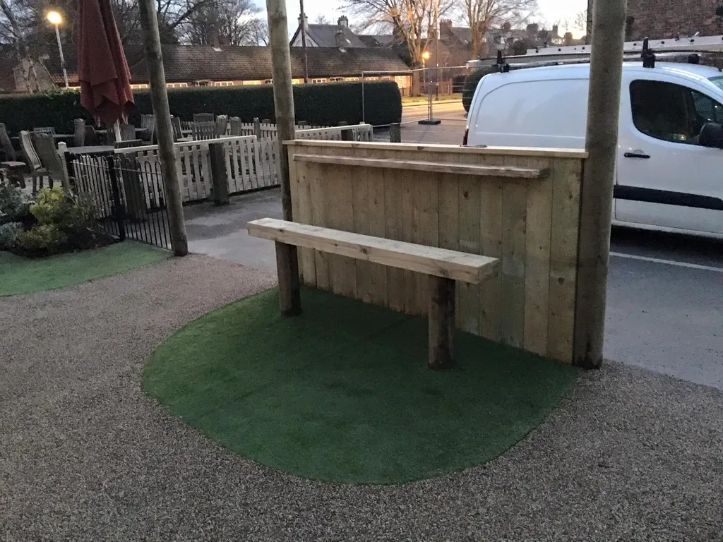 Resin bound surfacing in a pub garden laid by Low Road Nursery Chesterfield