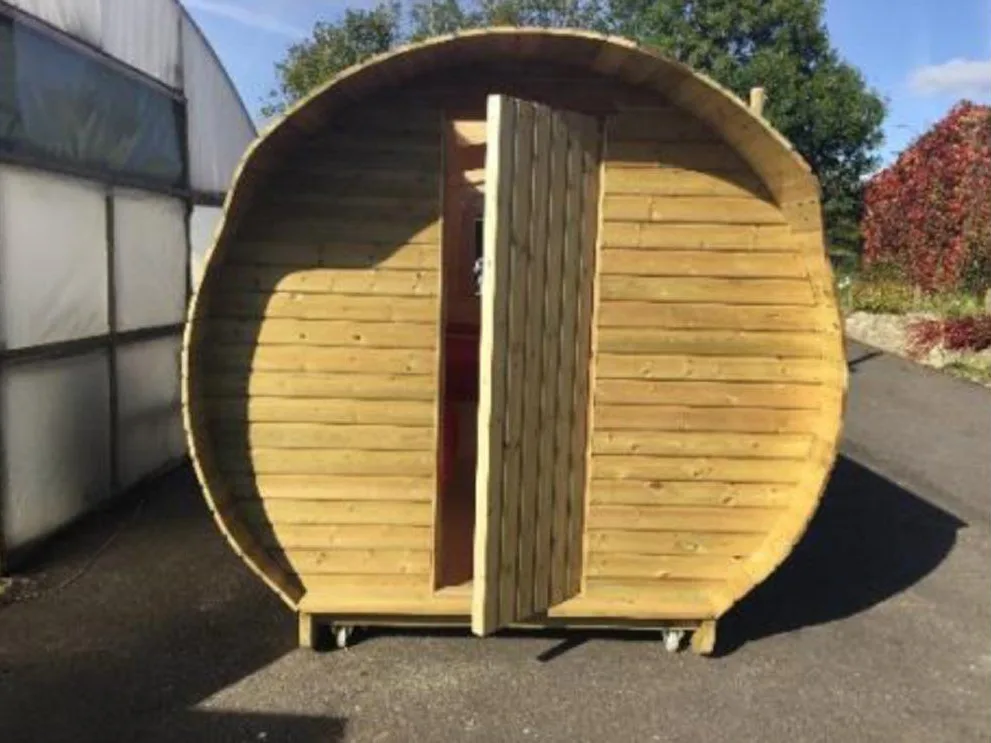 Glamping pod exterior with timber cladding Low Road Nursery Chesterfield
